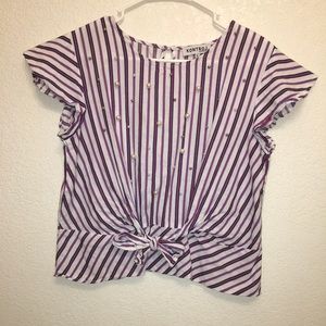 Red, white, and blue striped w/ pearl sequins top